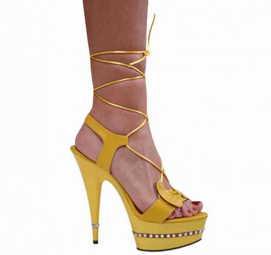 yellow rhinestone heels